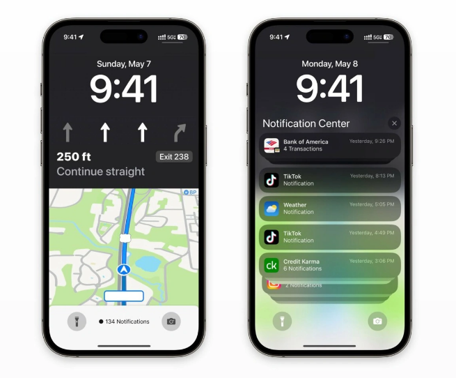 天长苹果维修服务分享iOS17锁屏地图导航半屏显示长什么样 